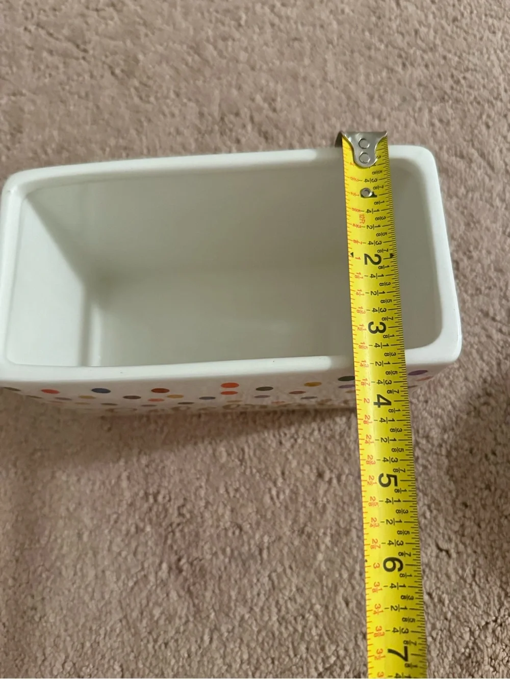 1800 Flowers | Celebrate Ceramic Polka Dot Planter - White with Multicolor Dots